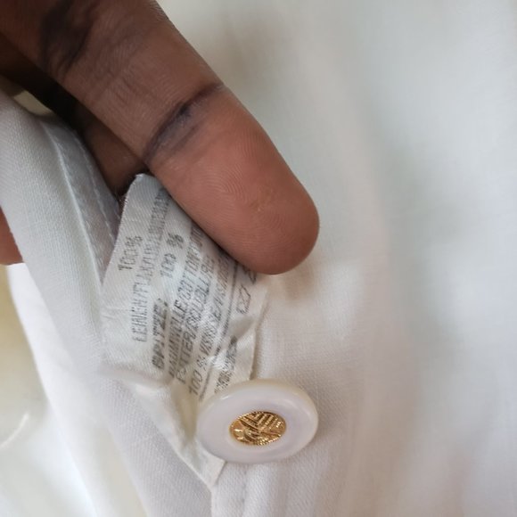 Ivory Longline Pure Linen Crotchet Blazer Jacket with measurement us10 - Picture 6 of 11